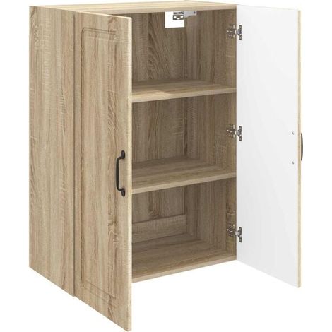 Meuble de Rangement Mural 66 x 34,5 x 90 cm, Armoire Suspendue en Bois d'Ingénierie Couleur Chêne Sonoma, Étagère Murale pour Salon, Cuisine ou Salle de Bain (1/5)