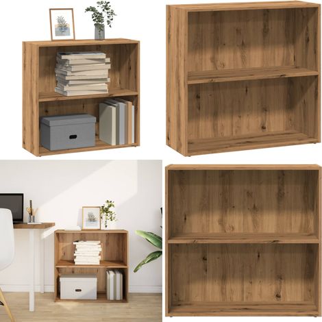 Bibliothèque chêne artisanal 80x30x77 cm bois d'ingénierie - Rangement chambre - Étagère bois (1/5)