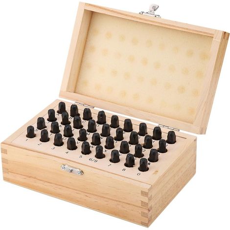Jeu de 36 poinçons acier 6mm, lettres alphabet et chiffres, outil de frappe pour métal, marquage gravure, lot complet. (1/5)