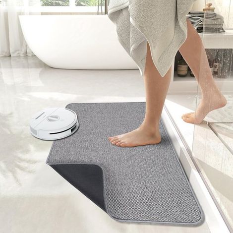 Alfombrilla de baño ultrafina,para ducha exterior,lavabo o como accesorio para el hogar. Color gris,60 x 40 cm (1/3)