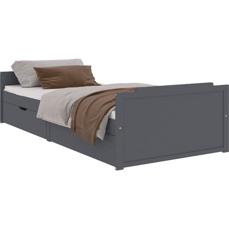 Maison Exclusive - Cadre de lit sans matelas gris foncé bois pin massif 90x200cm (1/5)