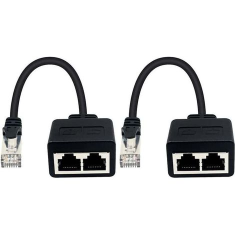 Adaptateur Ethernet RJ45 1 vers 2 - Splitter Réseau Catégorie 6 - Pour Partage DSL Modem - 1 Pièce (1/5)