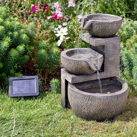 Solar Power Stone Effect Genoa Cascade Water Fountain Feature | Garden Outdoor Decoration