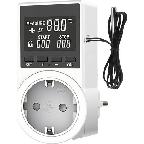 Régulateur De Température 230v avec Sonde: Thermostat Digital À Prise avec Écran LCD, Plug and Play Régulateur De Température Et (1/5)