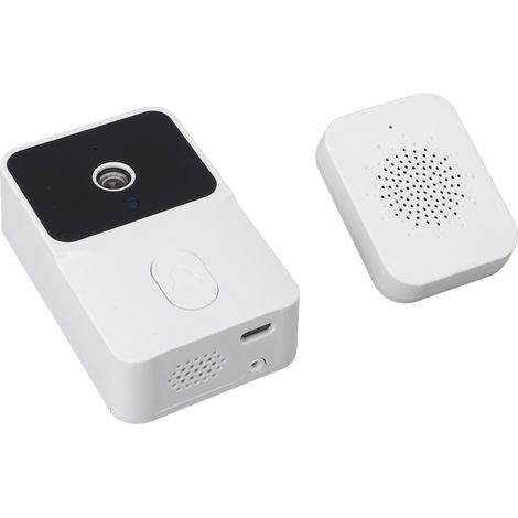 Sonnette vidéo intelligente HD avec vision nocturne, interphone bidirectionnel, caméra sans fil 85° pour maison/villa (blanche) (1/5)