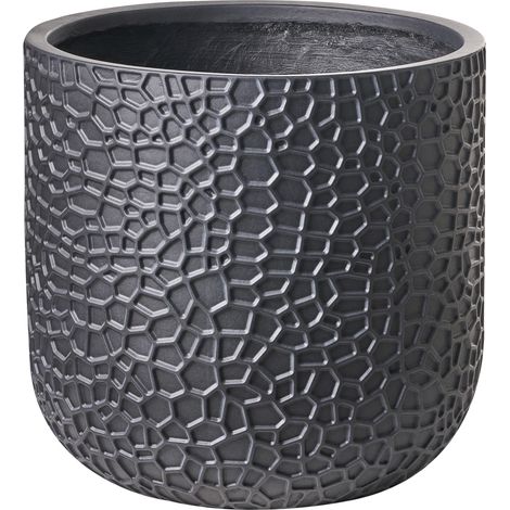 Maceta para exterior e interior tiesto decorativo redondo de fibra de arcilla 43 x 43 x 42 cm negro Yuhua