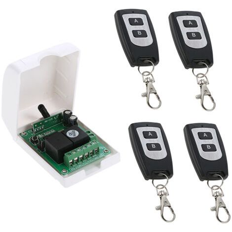 Contrôleur de moteur DC 12V DC, Commutateur de télécommande sans fil RF 433Mhz  Récepteur de relais avec 4 émetteurs, pour la rotation avant et arrière des moteurs, porte de porte, volet roulant