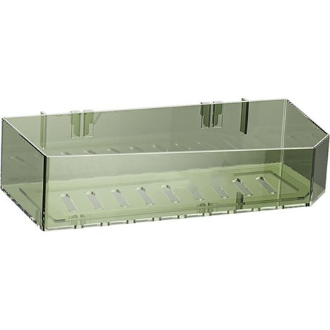 Étagère de douche en plastique, sans perçage, sans traces, élégante étagère murale pour salle de bain, verte (1/5)