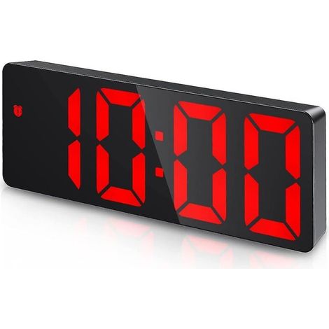 Digitaler Wecker mit roter LED-Anzeige, Temperatur- und Datumsanzeige, Sprachsteuerung und USB-/Batteriebetrieb. (1/5)