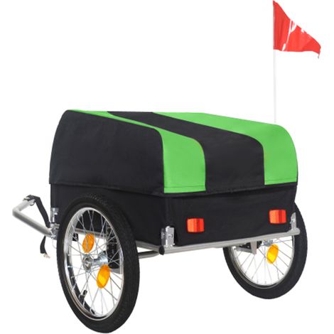 Remolque de carga para bicicleta de acero, cubierta impermeable desmontable, ruedas de 16", plegable (1/4)