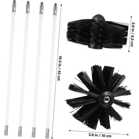 Kit de nettoyage de conduit de sécheuse TEHAUX (4 pièces). brosse de cheminée flexible en nylon de 40 cm (16 pouces) avec accessoire pour perceuse pour un nettoyage facile à domicile (1/5)