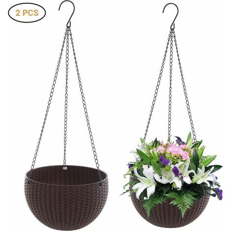 Lot de 2 paniers suspendus en tricot pour plantes suspendues Gris/blanc/rouge/bleu/marron BLOW (1/5)