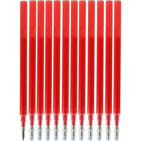12 Pièces Recharges pour Stylo Gel Effaçable, Recharge Stylo Pointe, Pointe Fine 0.7 mm, Encre Rouge Intense, Séchage Rapide pour Écriture Lisse et Sans Bavures ﻿ ﻿ ﻿