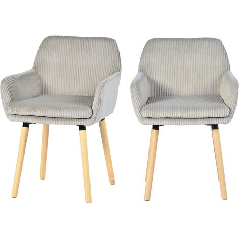 Lot de 2 chaises de salle à manger velours côtelé scandinave, ELIA