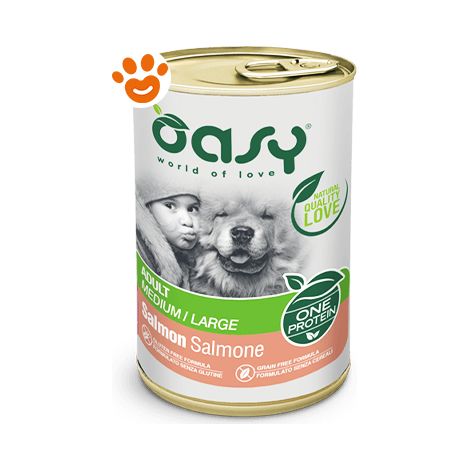 Oasy Dog One Protein Adult Medium Large Salmone  - Oasy Dog One Protein Adult Medium Large Salmone - Lattina Da 400 Gr