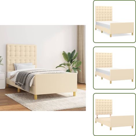 Cama con altura regulable - vidaXL Estructura de cama con cabecero de tela color crema 90x190 cm - Cama con patas