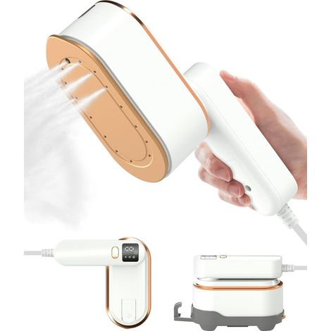 Défroisseur vapeur de voyage pour vêtements - Défroisseur portable de voyage 1200 W, format de poche, 3 niveaux de vapeur, écran LCD, chauffe rapide en 10 secondes, idéal pour les chemises,(Blanc) (1/5)