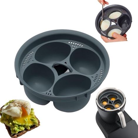 Cocedor de huevos (juego de 2), Apto para Thermomix TM7, TM6, TM5, TM31, Capacidad para 4 huevos, Inserto de vapor multifuncional, carne (1/5)