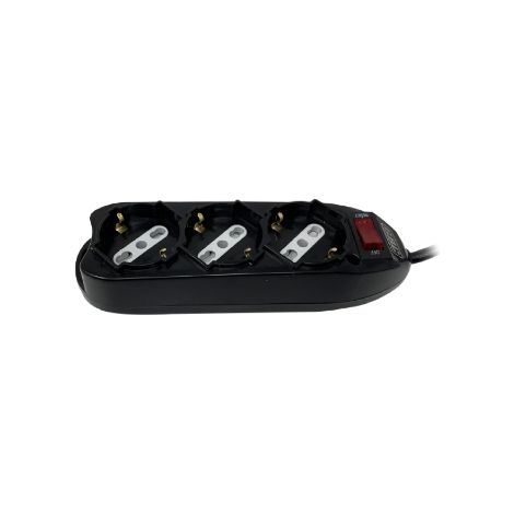 Multipresa 3 posti 10-16a-schuko con interruttore nera