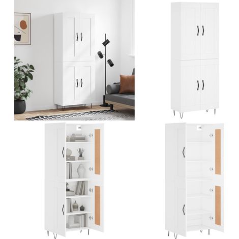 Highboard Weiß 69,5x34x180 cm Holzwerkstoff - Holzwerkstoff - Schrank (1/5)