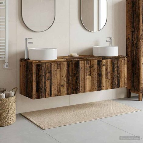 vidaXL Bathroom Cabinet Set 3 pcs Old Wood 161.5 x 44.5 x 80 cm (1/5)