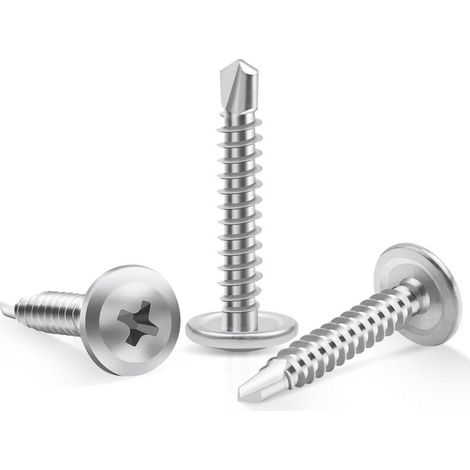 Pack of 100 M4.2 x 32 mm self-tapping screws, made of high-strength 410 stainless steel, Phillips head, countersunk self-drilling screws (1/5)