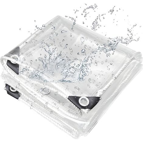 Lona de Protección Exterior, Ultrixe, 380 g/m² 6 x 4 m Lona Transparente Impermeable con Ojales, Lona de PVC Resistente a la Intemperie para Muebles de jardín, Granja, Coche, Estanque