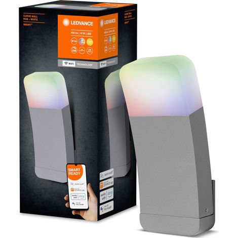 LEDVANCE Luce da esterno Smart LED da parete, WiFi, SMART+ CURVE MULTICOLOR / 9 W, 220…240 V, RGBW, 3000 K, Materiale: Alluminio (1/5)