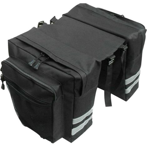 Lot de 2 sacoches de vélo pour vélo de montagne - En PVC étanche - Accessoire de vélo - Résistant à la déchirure - Bandes réfléchissantes à l'arrière - Convient pour les vélos, VTT, etc Noir (1/4)