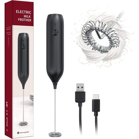 Mousseur à lait Portable, Rechargeable Fouet électrique Portable de Type C Mousseur à Lait Fonctionne à Piles, Melangeur Puissant pour Café, Latte (1/5)