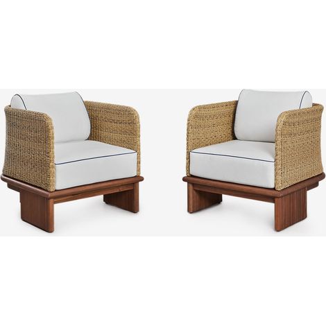 Confezione da 2 poltrone Famara in rattan e legno di acacia SKLUM            