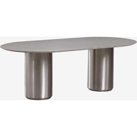 SKLUM Ovaler Esstisch 220x110 cm Luceida Gebürsteter Edelstahl (1/5)