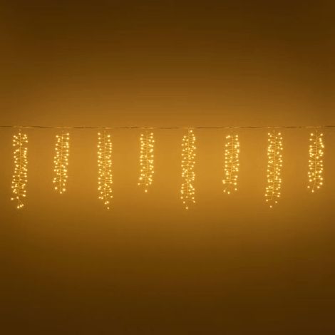 Stalattite 10 festoni con microled bianco caldo, cavo metal argento -1 m - 1050 microled (1/4)