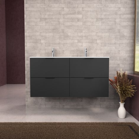 Inda - Mobile bagno L.120 con doppio lavabo opaco / Nero opaco 4