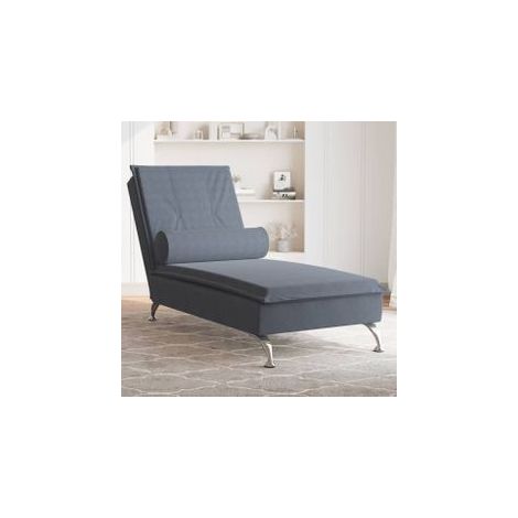 Chaise longue de massage avec traversin gris foncé velours (1/5)