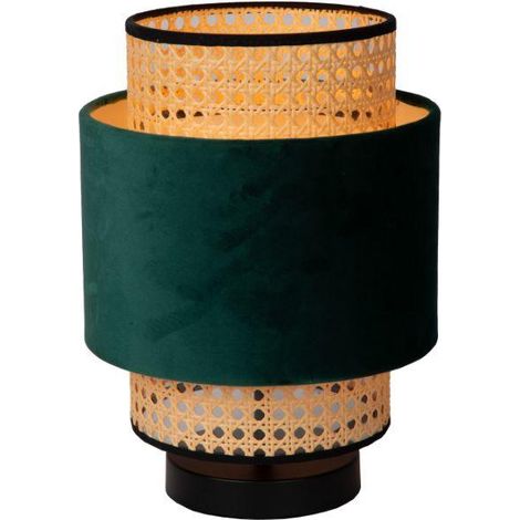 Lampe de table Javor rotin vert tissu brun E27 Lucide (1/2)