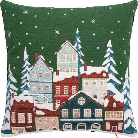 Cojín decorativo Snowlyn paisaje verde 45 x 45 cm (1/4)