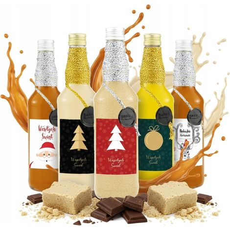 5 botellas de vidrio Monopol de 500 ml decoradas para Navidad, ideales para licores y vinos. (1/5)