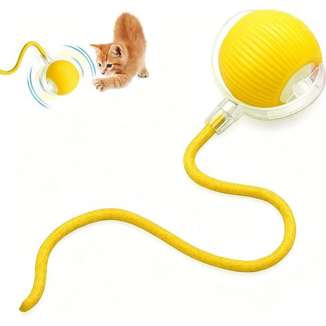 Jouet Interactif pour Chat, Balle Interactive Chat, Roulante Automatique Balle Chat Interactive, Mouvement irrégulier Jouet Chat Interactif (Jaune) (1/5)