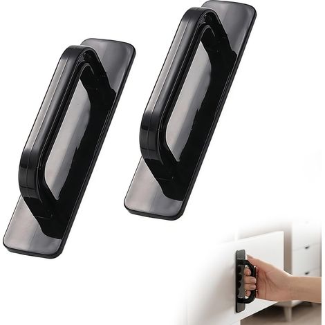 2 Pièces Poignées de Porte de Balcon, Poignee de Porte Exterieur, Poignees porte Adhésives, Adhesive Handle, pour Armoires, Meuble, Fenêtres, Portes Coulissantes (Noir) (1/5)
