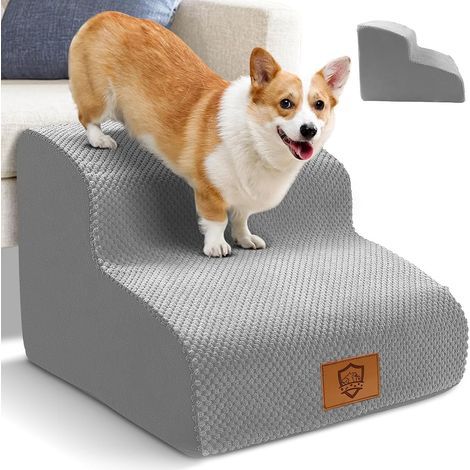 Hundetreppe, 2 Stufen, hochdichter Schaumstoff, waschbarer Bezug, rutschfest, Wohnzimmer, Schlafzimmer (1/5)