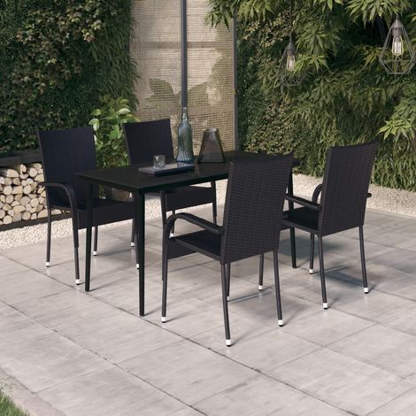 Ensemble Table et Chaise de Jardin 5 pcs - Ensemble de salle à manger de jardin Noir BV577733 - BonneVie (1/5)