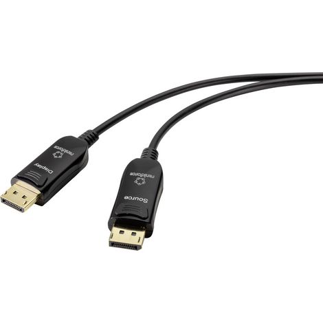 Renkforce fibre optique / DisplayPort Câble de raccordement Fiche mâle DisplayPort, Fiche mâle DisplayPort 50.00 m noir UHD 8K @ 60 Hz, UHD 4K @ 12 A007782 (1/4)