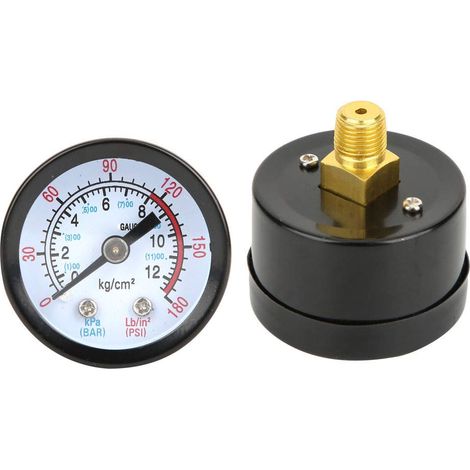 Manomètre Compresseur Air - 1 Unité - Coque en Fer - Mesure 0 à 12 Bars - Pour Compresseurs Industriels - Cadran Lisible (1/5)