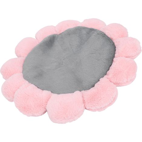 Tapis de couchage rond en polaire douce pour animaux de compagnie, en forme de fleur, gris, taille S. Convient aux chiens, chats et cochons. (1/5)