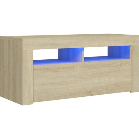 Meuble TV avec lumières LED Chêne sonoma 90x35x40 2 (1/5)