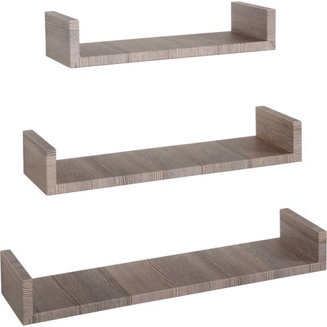 Set 3 Mensole da Parete 60-50-40x15,5x8 cm in Fibra di Legno Calamita Rovere Moka (1/5)