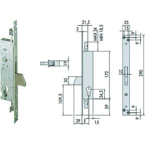Serratura triplice da infilare per montanti e persiane s/scrocco 46820 - Misure: mm 30 (46820300)