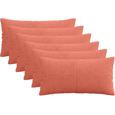 Irovami Lot de 6 housses de coussin, rouge orangé, velours côtelé, 40x80 cm (1/5)