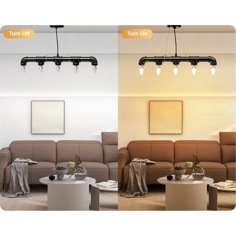 Lámpara colgante de 5 luces, altura regulable 100 cm, longitud 65 cm, solo para uso en interiores, voltaje 110V. (1/5)